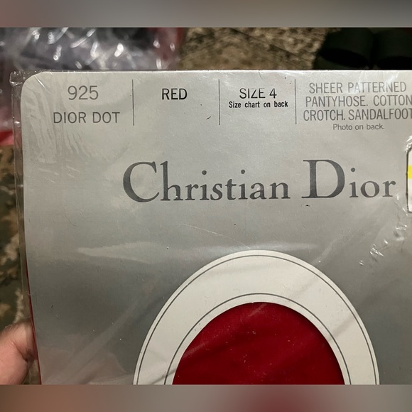 Christian Dior Dot Sheer Nylon Tights in Red - size 4 or L or XL